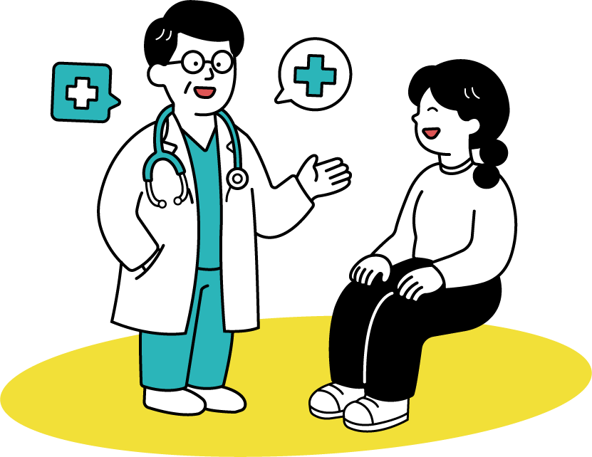医師と話しているイラスト