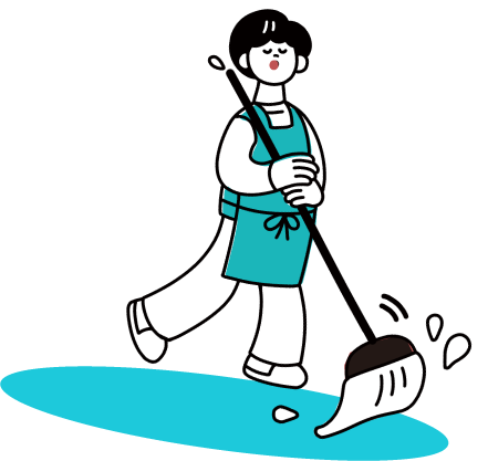 掃除をしている女性のイラスト